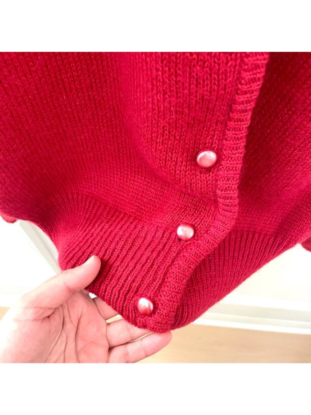 Rodier Paris Vintage Red Cardigan Size M Wool Blend - Picture 3 of 8
